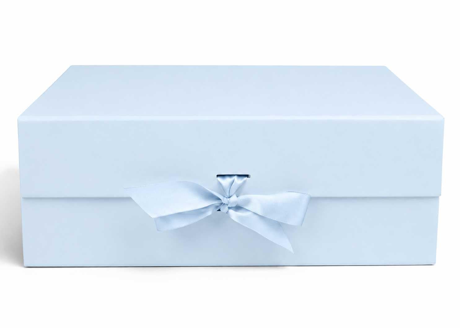 Emartbuy Blue Flat Pack Magnetic Gift Box with Ribbon – 33 x 25 x 12 cm – Fits Books, Clothing & Mid-Size Gifts – Birthdays Weddings Christmas Corporate Gifting Trade Wholesale — image 1