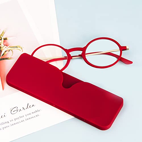Kokobin Ultra-Thin Flat Anti-Blue Round Reading Glasses,Unbreakable Pocket-Sized Anti-Glare Glasses,Red 1.50 #TOP6