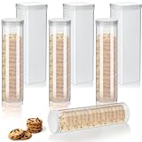 Suclain 6 Pcs Plastic Cracker Container Saltine Cracker Storage Keeper Plastic Cookie Holder Stay Fresh Round and Square Sizes Airtight Kitchen Container for Small Cookies and Dry Food Storage