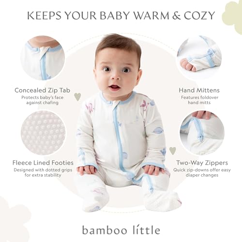Image of Bamboo Little Soft Baby Footie Pajamas, Baby Clothes, Newborn Sleepers, 95% Viscose and 5% Spandex, 0-24 Months