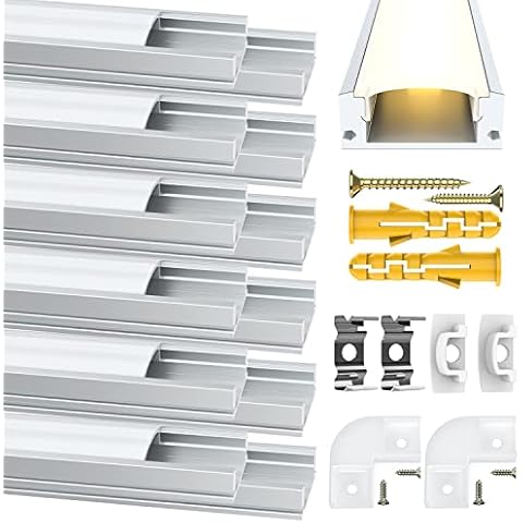 Angdarun LED Profil,12 Stück x1M, U-Form LED Aluminium Profil, Led Kanal, Led Eckprofil für Led Leiste Cover