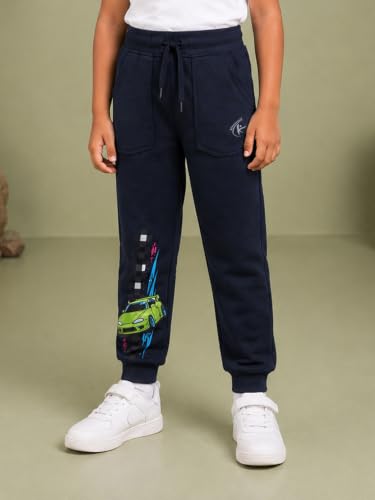 Image of KiddoPanti Boys Solid Fleece Track Pants | Cotton Poly Fleece Fabric | Ankle Length Bottom Rib | 2 Front Patch Pocket | Elastic Waist & Drawcord | Jogger Track Pants for Boys