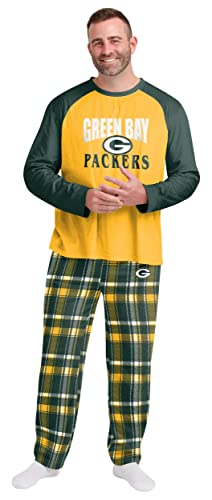 FOCO NFL Green Bay Packers Men's Pajama Shirt and Pants Lounge Set