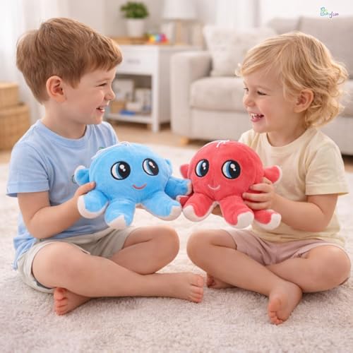 Image of Octopus Plush, Stuffed Animal, Plush Toy, Gifts for Kids 23 CM Blue & Pink
