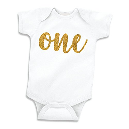 Baby Girl First Birthday Outfit Girls One Year Old Birthday Shirt (Gold Glitter 12-18 Months) #TOP16