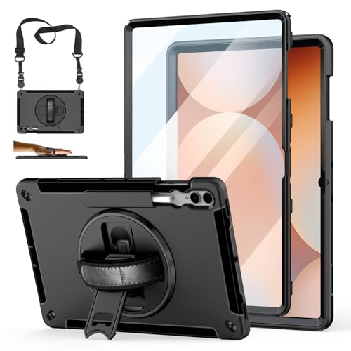 Image of Case for Galaxy Tab S11 Ultra /S10 Ultra /S9 Ultra /S8 Ultra 14.6 INCH: TPU Protective Cover with Stand - Handle - Shoulder Strap - S Pen Holder- Black