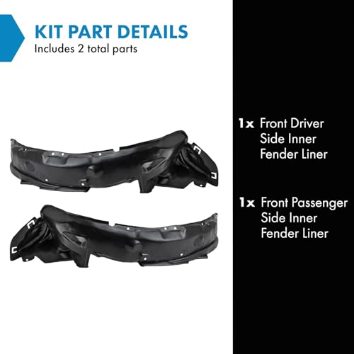 Image of TRQ Front Inner Fender Liner Set Compatible with 1992-1995 Honda Civic HO1248102 HO1249102