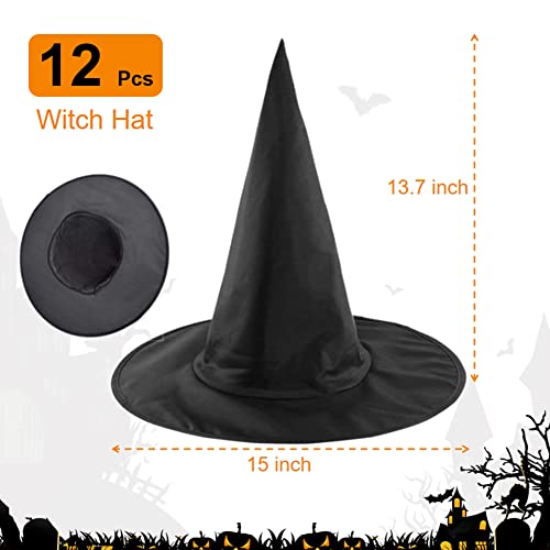 Igoolee 12 Pieces Halloween Black Witch Hat Halloween Costume Cap Accessories For Halloween Party Favor #TOP1