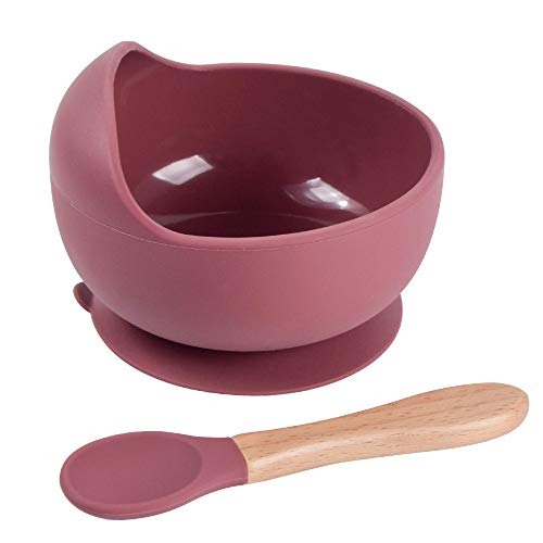 Silicone Suction Bowl & Bamboo Spoon Weaning Set | Baby Feeding Set | BPA Free Children's Tableware