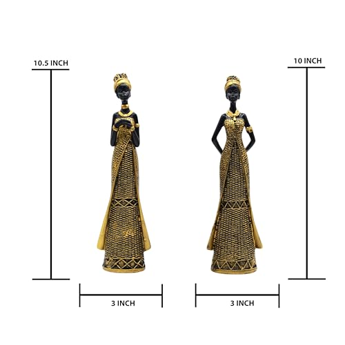 Image of Vibrant Beautiful Finish Uniquely Hand Crafted Home Decor African Tribal Women Art Piece (Set of 2)