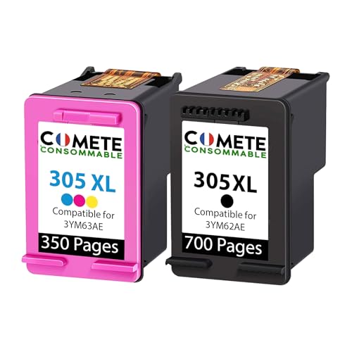 Cartouches HP 305 XL COMETE Pack de 2 Encre Noir et Couleur pour DeskJet 2710 et Envy 6030