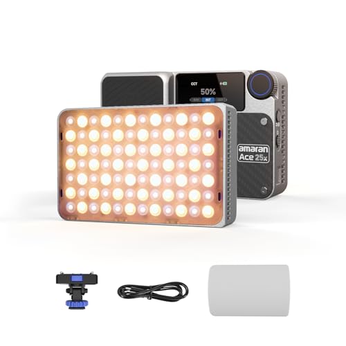 aputure amaran Ace 25X 25W���^�B�e���C�g ���F�� ���C�z���E�N�C�b�N�����[�X�@�\�t�� 1/4�l�W������ ���C�u�z�M�EVlog�E�⏕�Ɩ��ɍœK (�V���o�[)