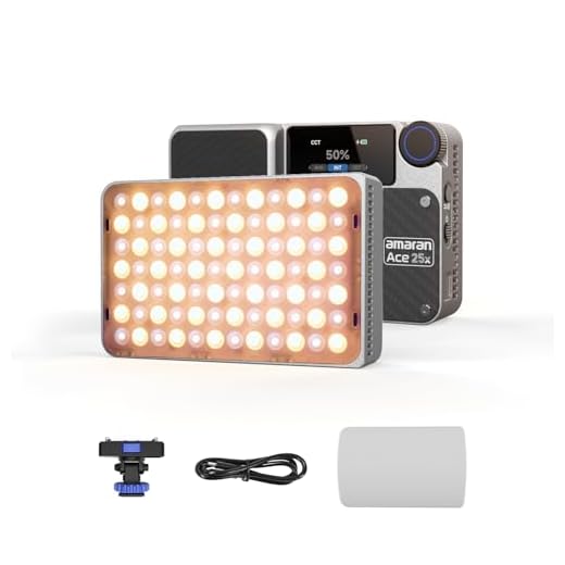 Amaran Ace 25x Bi-Color LED-Licht, 32W On-Camera-Videolicht, 2700K-6500K, 6320 Lux @ 0,5m, USB-C-Schnellladung, Magnetische Befestigung, 9 Lichteffekte, Drahtlose amaran-App-Steuerung - Sliver