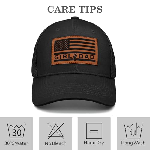 Image of Girl Father Daddy Dad Leather Patch Hat Birthday for Dad Papa from Daughter Son Adjustable Trucker Hat