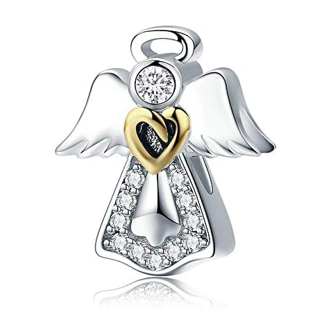 Silver Angel Trendy New 925 Sterling Silver Guardian Angel Charm Beads fit Bracelets & Necklaces Clear CZ DIY Jewellery Making Cover
