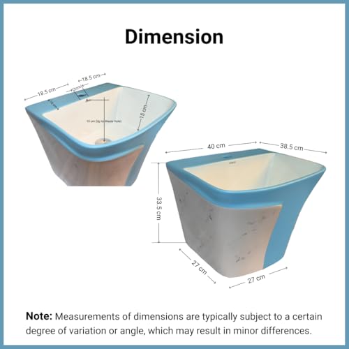 Image of Wall Mounted Wash Basin for Bathroom | Wall Hung Wash Basin /Sink (15.35 x 16.14 x 13 Inch, SFKOP - 218)