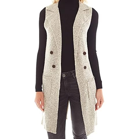 Love Tree Women's Sleeveless Long Sweater Vest Open Front Knit Cardigan Waistcoat (Oatmeal, Small) Cover