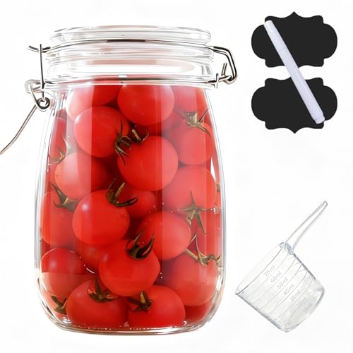 TAOUNOA 1PCS Glass Jars with Airtight Lid, 34 OZ Mason Jars Wide Mouth, Glass Pickling Jars for Canning & Fermenting, Mason Storage Container for Coffee, Flour, Sugar, Pasta