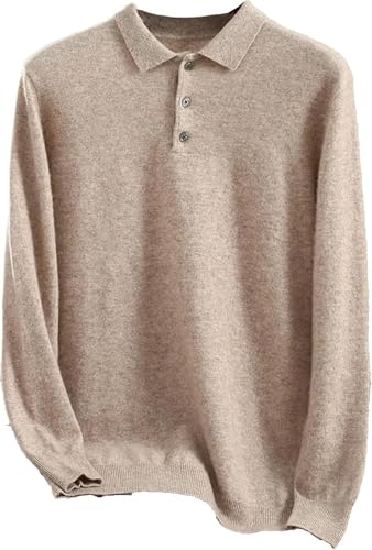 Men's Cashmere Polo Long Sleeve Pullover Sweater Fall Winter Casual Comfortable Warm Versatile Office Wear Knitwear Top