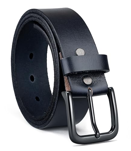 Image of CHAOREN Mens Belts Casual for Jeans - Full-Grain Leather, Durable Cowhide | Solid Buckle, Classic Style, Handmade, Daily Wear, Gift Box