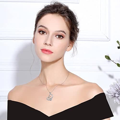 yiwaxice Mother's Birthday Gifts 925 Sterling Silver White Cubic Zirconia Love You Mom Heart Pendant Necklace for Women Girls 16"+2" Chain(with GiftBox)