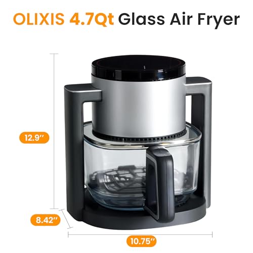 Image of HealSmart 10-in-1 Glass Air Fryer, 4.7QT Non-Toxic Healthy Air Fryer with Rapid Air Crisping Technology, Versatile Functions for Bake, Roast, Dehydrate & Reheat, Nonstick & Dishwasher Safe Design