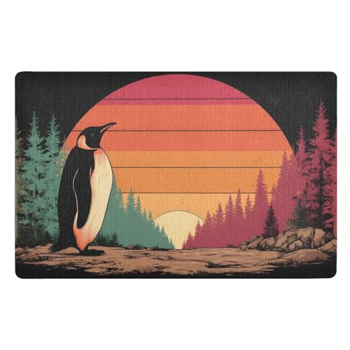 Felpudos Estampado De Pingüino Vintage Antisuciedad Doormat Resistente Alfombras Baño para Jardín Oficina Cocina 40X60 Cm
