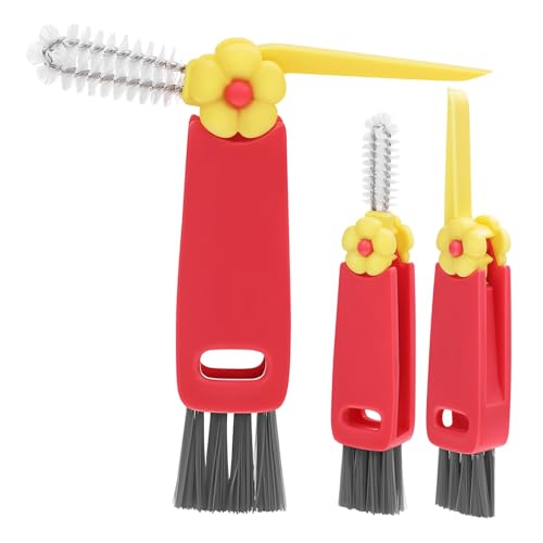 IWOWHERO 3-Piece Bottle Lid Brush Set Mini Gap Cleaning Brush for Bottles Cup Lids Caps Crevice Cleaning Tools