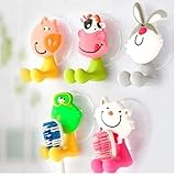 YouLane 歯ブラシホルダー スタンド かわいい 吸盤式 壁掛け アニマル 動物 5種類 セット 歯ブラシ掛け 雑貨 小物収納 (5個セット)