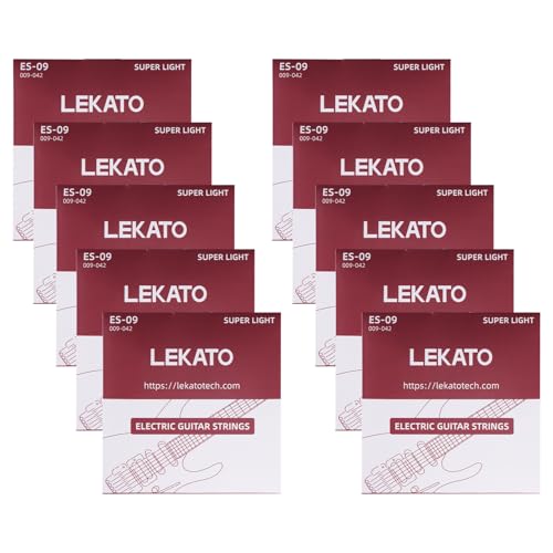 LEKATO Electric Guitar Strings Nickel Plated Steel Coated Electric Guitar Strings with Ball End 10 Set of 6 Hex Steel String(