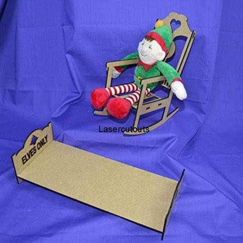 Wooden Elf on the Shelf ROCKING CHAIR & BED, accessory, Christmas, MDF, Lasercut, flat pack (Elf Chair & Bed)