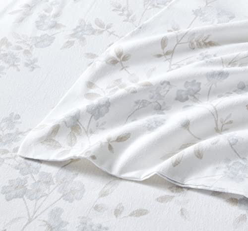 Laura Ashley - Twin Sheet Set, Cotton Flannel Bedding, Brushed for Extra Softness & Comfort (Fawna Grey, Twin) - Image 3