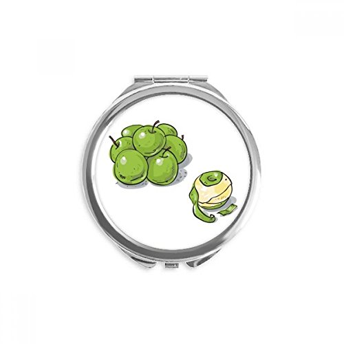 Miroir maquillage de poche à la main portable multicolore motif illustration vert pomme
