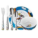 Vajilla infantil WMF Unicorn de 6 piezas con grabado: vajilla infantil personalizada con nombre, regalo para bautizo, nacimiento o cumpleaños.