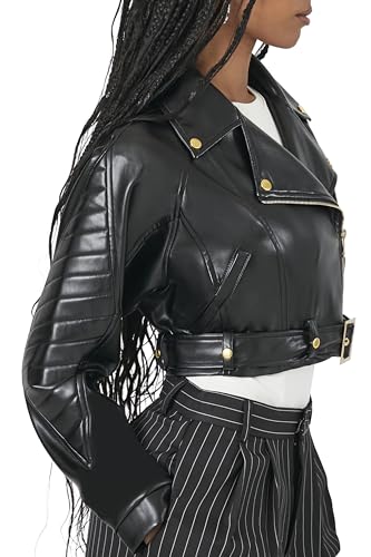 Forever 21 Women's Cropped Faux Leather Moto Jacket2
