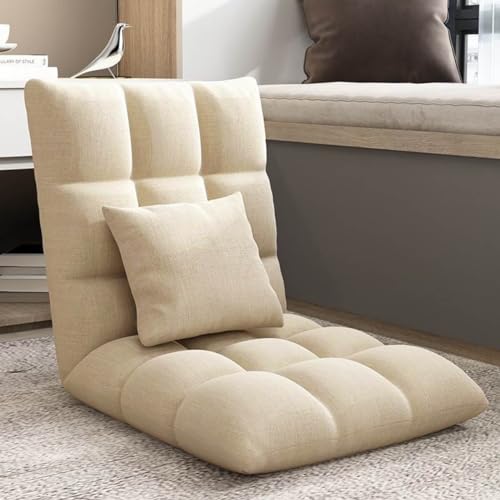 Chaise de sol pliable rouge avec dossier réglable à 6 positions pour salon