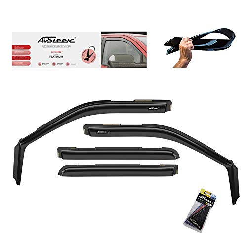 AirSleek Window deflectors Ford F-150 15-19, Crew Cab, in-Channel, 4 pcs. Rain Guards, Vent Window Visors, Dark Smoke