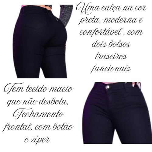 Calça Jeans Sarja Feminina Miraly Skinny, Cintura Alta, Levanta Bumbum, Tecido Macio Com Elastano Pr