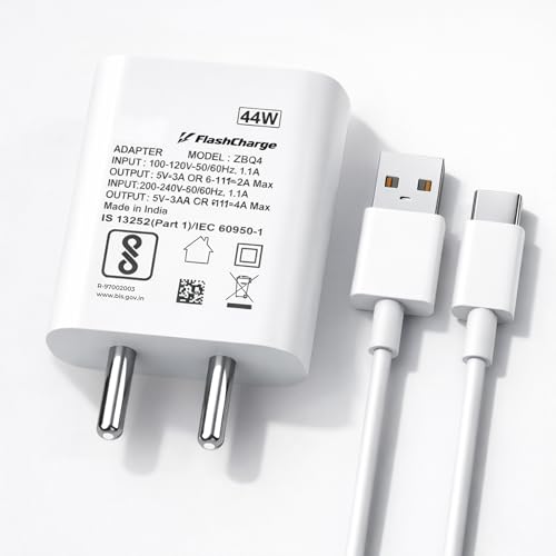 Image of 44W Type C Flash Charger Adapter Compatible with Vivo V40e /V40 /V40 Pro /V40e /Y300 5G /Y28e /Y28s /T3 Lite /Y58 /Y200 Pro /V30e /Y18i /Y18 /Y18e /V30 /V30 Pro /V29