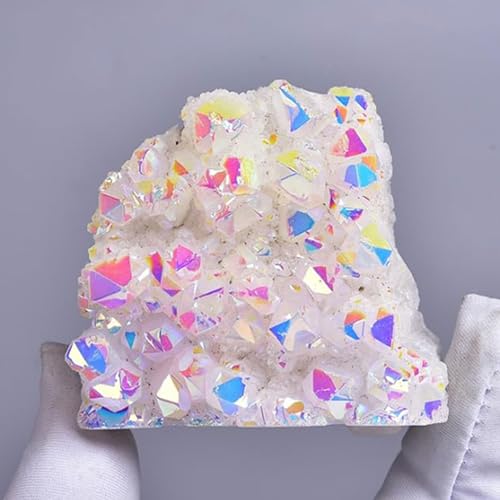 Amas de quartz blanc irisé pour décoration de salon moderne