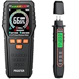 Proster Portable Pen-Type Damp Meter + Pinless Moisture Meters - with Backlit LCD Screen