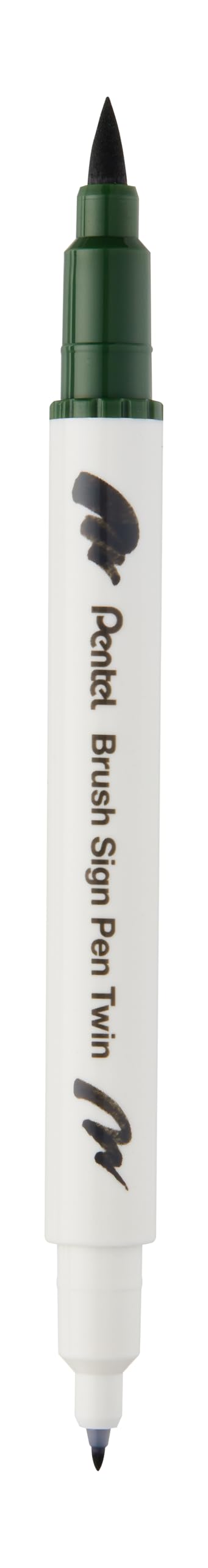Pentel Brush Sing Pen Twin Çift Taraflı Fırça Uçlu Kalem ZEYTİN YEŞİLİ