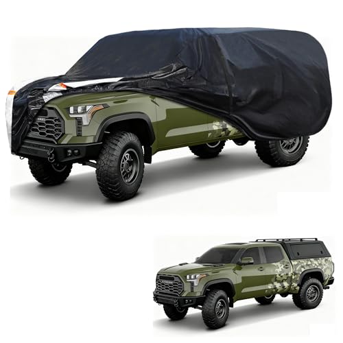 Image of Truck Cover with Camper Shell Topper, Universal Fit Ford F-Series,Chevy Silverado,Dodge Ram, GMC Sierra and Toyota Tundra etc, Truck Cover Waterproof All Weather with Door Zipper(Length:242 to 262 in)