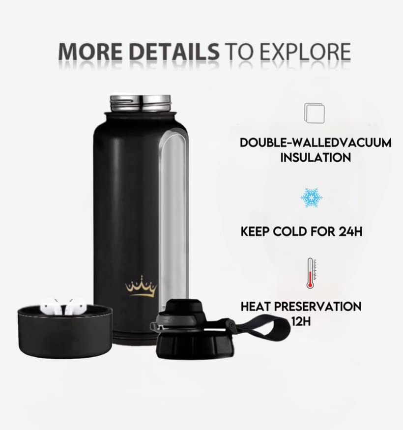 Isolierte Edelstahl-Wasserflasche – 907 Ml, Mit Breiter Öffnung & Komfortablem Griff, Auslaufsicher, Hält 24h Kalt/12h Heiß