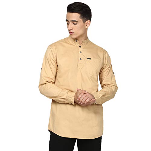 Image of Urbano Fashion Men's Cotton Full Sleeve Casual Shirt with Mandarin Collar Slim Fit