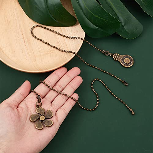 GORGECRAFT 2 Set 4PCS Ceiling Fan Beaded Ball Pull Chain Four-Leaf Clover Extension Chains Extender for Ceiling Lights Bulb Decorative Antique Bronze Pendant Ornaments with Connector Home Decorations - Image 3