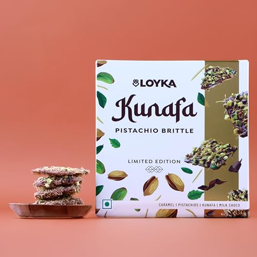 Image of Loyka Kunafa Pistachio Brittles (7 pcs) & Almond Brittle Gold (1 pc) - Premium brittle with Caramel, Pistachio & Kunafa Crunch