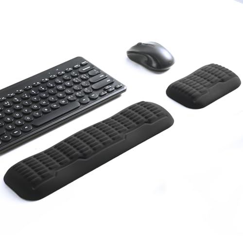 UnivoColors Compact-Sized Keyboard & Mouse Wrist Rest Set-Ergonomic 3.0 with Wave Curve Support,Non-Slip Base,