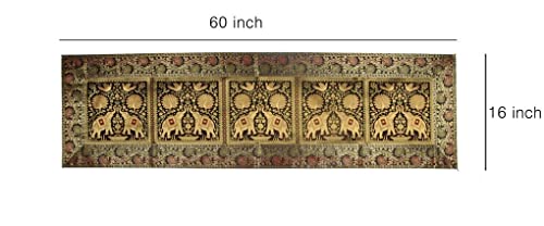 Image of Home Decor Brocade Silk Table Runner for Dinning Table & Centre Table Elephant & Peacock / 16 X 60 Inches (Black)