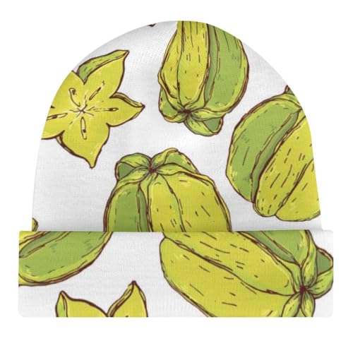 Cute Star Fruit Pattern Kids Beanie Hat for for Girls Boys Children Cap Winter Knitted Chemo Cancer Headwear Accessories Gifts Decoration Black4